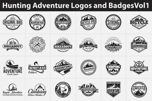conjunto de plantillas de diseño vectorial de logotipos de insignias de aventura