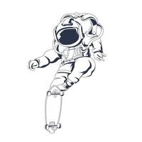 astronaut skateboard inking illustration artwork vector
