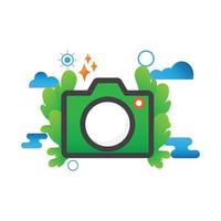 camera illustration. Flat vector icon.