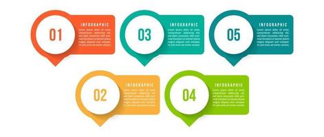 Abstract Elements of Graph, Diagram with 5 Processes vector