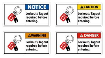 Warning Sign Lockout ,Tagout Required Before Entering vector