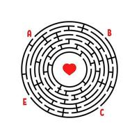 Abstract round maze. Game for kids. Puzzle for children. Find the right path. Labyrinth conundrum. Flat vector illustration isolated on white background. With place for your image.