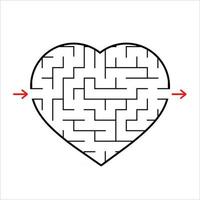 Abstract heart shaped labyrinth. Game for kids. Puzzle for children. One entrances, one exit. Maze conundrum. Simple flat vector illustration isolated on white background.