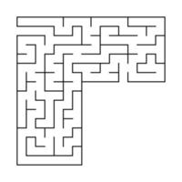 Abstract square maze with entrance and exit. An interesting and useful game for children. Simple flat vector illustration isolated on white background. With a place for your drawings.