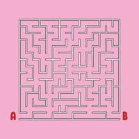 Abstract square maze. Game for kids. Puzzle for children. One entrances, one exit. Labyrinth conundrum. Simple flat vector illustration isolated on color background.