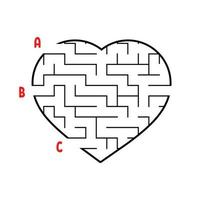 Labyrinth in the shape of a heart. Game for kids. Puzzle for children. Find the right way. Maze conundrum. Flat vector illustration isolated on white background.