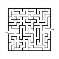 laberinto cuadrado negro. un juego interesante y útil para niños. Puzzle infantil con una entrada y una salida. enigma del laberinto. Ilustración de vector plano simple aislado sobre fondo blanco.