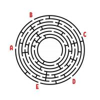 laberinto redondo abstracto. juego para niños. rompecabezas para niños. encuentra el camino correcto. enigma del laberinto. Ilustración de vector plano aislado sobre fondo blanco. con lugar para tu imagen.