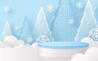 Christmas and New Year podium background. vector