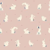lindo y simple conejo dibujado a mano ilustración patrón de repetición perfecta