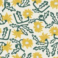 blue African daisy flower illustration motif seamless repeat pattern vector