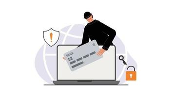 Hacker attack. Fraud with user data. Internet phishing, vector