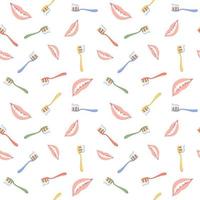 Seamless pattern with toothbrushes and a smiling mouth vector