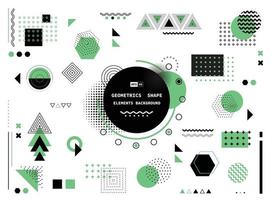 Abstract green and black geometric modern shape elements cover. vector