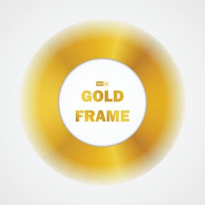 Abstract golden circle frame of shine gradient design element.