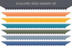 Abstract set of market scalloped tag design color element. vector