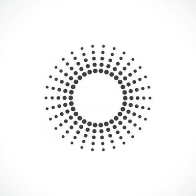 Abstract circle frame halftone dots logo emblem design. Round icon dot