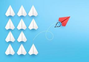 Business concept minimal as group of paper plane in one direction. vector