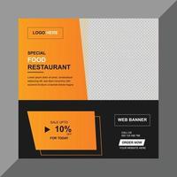 Food social media banner - restaurant banner design template vector