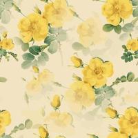 Yellow Floral Repeat Pattern Paper vector