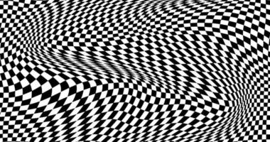 Black and white distorted checkered background vector