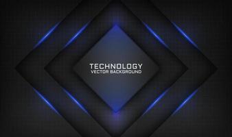 Abstract 3D black technology background overlap layer with blue light vector