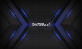 Abstract 3D black technology background overlap layer with blue light vector