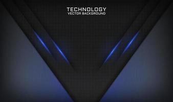 Abstract 3D black technology background overlap layer with blue light vector