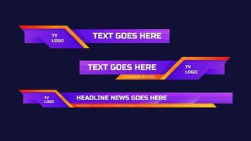 Graphic set of broadcast news collection vector Lower Thirds