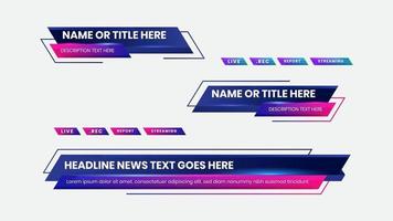 Graphic set of broadcast headline news lower third collection vector