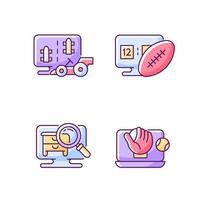 Sport simulators types RGB color icons set vector