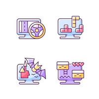 Life simulator games types RGB color icons set vector