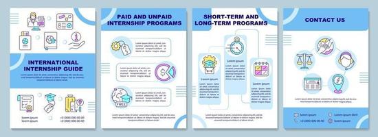 International internship guide brochure template vector