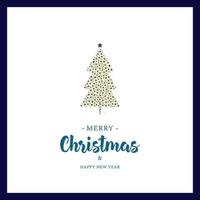 tarjeta de felicitación de navidad con árbol y estrellas vector