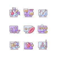 Online simulators RGB color icons set vector