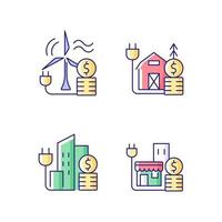 Electricity cost RGB color icons set vector