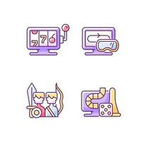 Assertive games RGB color icons set vector