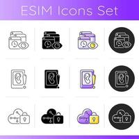 Computer activity monitoring icons set vector