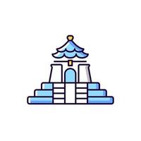 Chiang Kai shek Memorial Hall blue and white RGB color icon. vector
