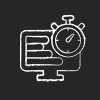 Time tracker chalk white icon on dark background vector