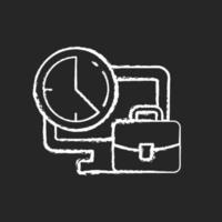 Set working hours chalk white icon on dark background vector