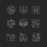 Water resources lacking chalk white icons set on dark background vector