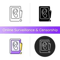 Eavesdropping on mobile devices icon vector