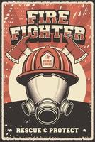 cartel retro rústico de bombero vector