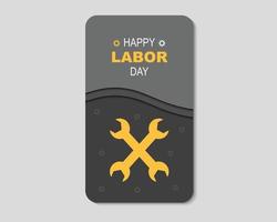 feliz día del trabajo llave inglesa engranaje teléfono papel vector