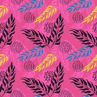 Seamless pattern with colorful illustration of exotic leaves vector