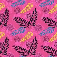 Seamless pattern with colorful illustration of exotic leaves vector