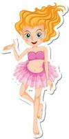 Cute fairy cartoon character sticker vector