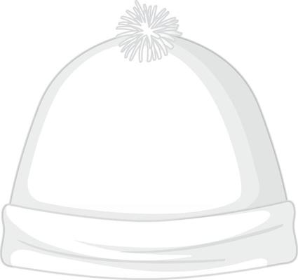 Front of basic white beanie hat isolated