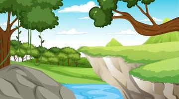 Nature scene with stream flowing through the cliff vector